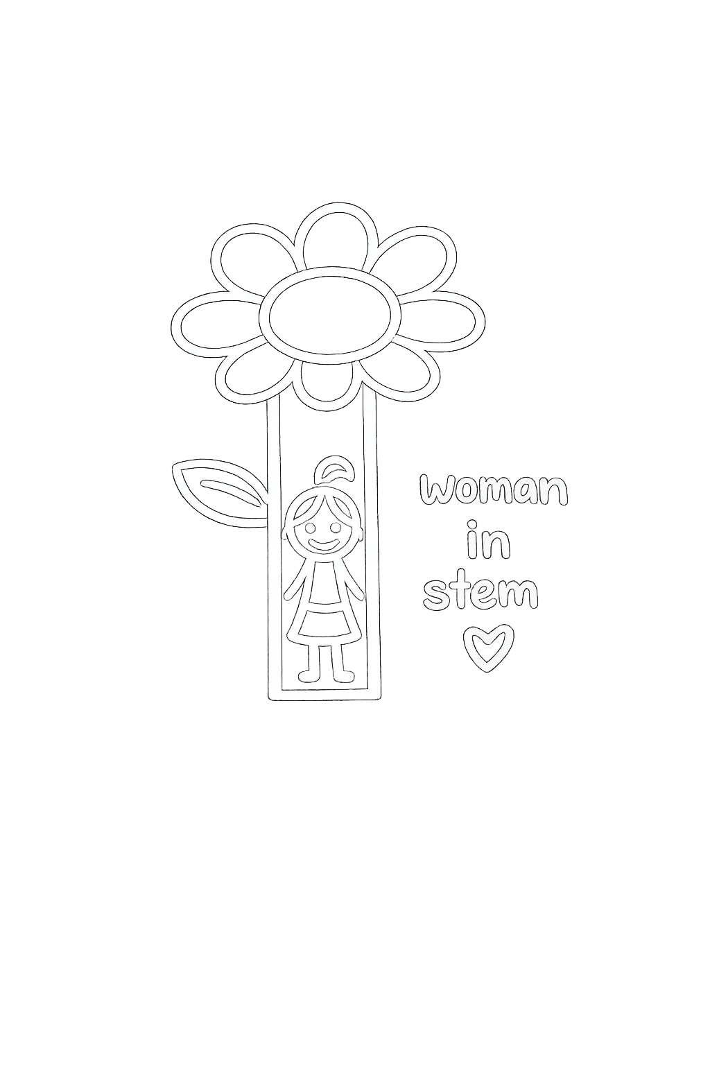Woman in STEM — a flower with a girl in the stem